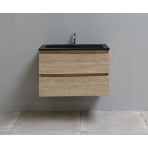 Solidline badkamermeubelset | 80cm | Acryl | Mat zwart | 1 | Eiken | Zonder spiegel | Geassembleerd Solidline Solidline badkamermeubelset | 80cm | Acryl | Mat zwart | 1 | Eiken | Zonder spiegel | Geassembleerd