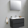 Solidline badkamermeubelset | 80cm | Keramiek | Wit | 1 | Mat antraciet | Met spiegelkast | Geassembleerd