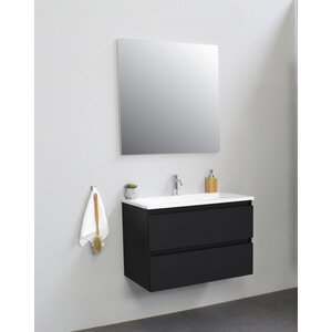 Solidline Solidline badkamermeubelset | 80cm | Acryl | Wit | 1 | Mat zwart | Zonder spiegel | Geassembleerd Solidline badkamermeubelset | 80cm | Acryl | Wit | 1 | Mat zwart | Zonder spiegel | Geassembleerd