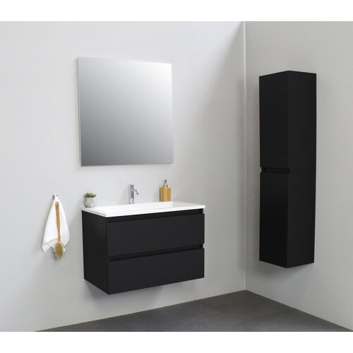 Solidline badkamermeubelset | 80cm | Acryl | Wit | 1 | Mat zwart | Zonder spiegel | Geassembleerd Solidline Solidline badkamermeubelset | 80cm | Acryl | Wit | 1 | Mat zwart | Zonder spiegel | Geassembleerd