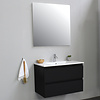 Solidline badkamermeubelset | 80cm | Acryl | Mat zwart | 0 | Mat zwart | Standaard spiegel | Geassembleerd