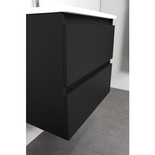 Solidline badkamermeubelset | 80cm | Acryl | Mat zwart | 0 | Mat zwart | Met spiegelkast | Geassembleerd Solidline Solidline badkamermeubelset | 80cm | Acryl | Mat zwart | 0 | Mat zwart | Met spiegelkast | Geassembleerd