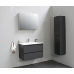 Solidline badkamermeubelset | 80cm | Acryl | Wit | 1 | Mat antraciet | Met spiegelkast | Geassembleerd Solidline Solidline badkamermeubelset | 80cm | Acryl | Wit | 1 | Mat antraciet | Met spiegelkast | Geassembleerd
