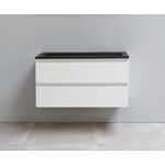 Solidline badkamermeubelset | 100cm | Keramiek | Mat zwart | 0 | Hoogglans wit | Zonder spiegel | Bouwpakket Solidline Solidline badkamermeubelset | 100cm | Keramiek | Mat zwart | 0 | Hoogglans wit | Zonder spiegel | Bouwpakket