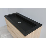 Solidline Solidline badkamermeubelset | 100cm | Keramiek | Mat zwart | 0 | Eiken | Met spiegelkast | Geassembleerd