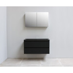 Solidline Solidline badkamermeubelset | 100cm | Keramiek | Mat zwart | 0 | Mat zwart | Met spiegelkast | Bouwpakket