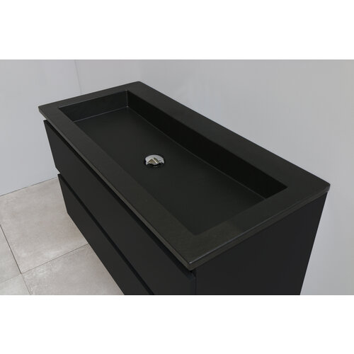 Solidline badkamermeubelset | 100cm | Keramiek | Mat zwart | 1 | Mat zwart | Spiegel met LED verlichting | Geassembleerd Solidline Solidline badkamermeubelset | 100cm | Keramiek | Mat zwart | 1 | Mat zwart | Spiegel met LED verlichting | Geassembleerd