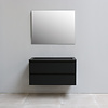 Solidline badkamermeubelset | 100cm | Keramiek | Mat zwart | 1 | Mat zwart | Standaard spiegel | Bouwpakket