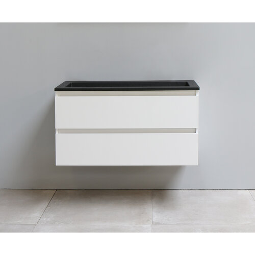 Solidline badkamermeubelset | 100cm | Keramiek | Mat zwart | 1 | Hoogglans wit | Zonder spiegel | Bouwpakket Solidline Solidline badkamermeubelset | 100cm | Keramiek | Mat zwart | 1 | Hoogglans wit | Zonder spiegel | Bouwpakket