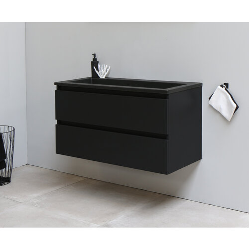 Solidline badkamermeubelset | 100cm | Keramiek | Mat zwart | 1 | Mat zwart | Zonder spiegel | Bouwpakket Solidline Solidline badkamermeubelset | 100cm | Keramiek | Mat zwart | 1 | Mat zwart | Zonder spiegel | Bouwpakket