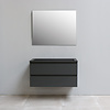 Solidline badkamermeubelset | 100cm | Keramiek | Mat zwart | 2 | Mat antraciet | Standaard spiegel | Bouwpakket