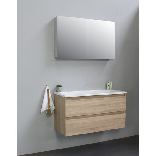 Solidline badkamermeubelset | 100cm | Keramiek | Wit | 0 | Eiken | Met spiegelkast | Geassembleerd Solidline Solidline badkamermeubelset | 100cm | Keramiek | Wit | 0 | Eiken | Met spiegelkast | Geassembleerd