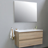 Solidline badkamermeubelset | 100cm | Keramiek | Wit | 0 | Eiken | Standaard spiegel | Bouwpakket