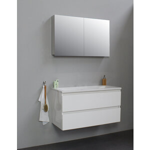 Solidline Solidline badkamermeubelset | 100cm | Keramiek | Wit | 0 | Hoogglans wit | Met spiegelkast | Geassembleerd Solidline badkamermeubelset | 100cm | Keramiek | Wit | 0 | Hoogglans wit | Met spiegelkast | Geassembleerd