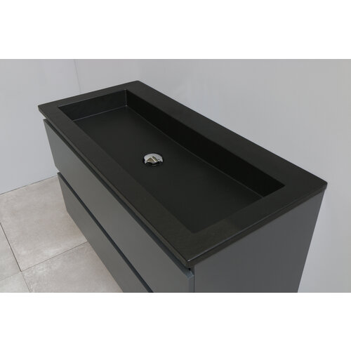 Solidline badkamermeubelset | 100cm | Keramiek | Mat zwart | 2 | Mat antraciet | Zonder spiegel | Geassembleerd Solidline Solidline badkamermeubelset | 100cm | Keramiek | Mat zwart | 2 | Mat antraciet | Zonder spiegel | Geassembleerd