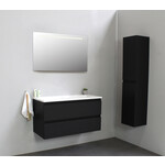 Solidline badkamermeubelset | 100cm | Keramiek | Wit | 0 | Mat zwart | Spiegel met LED verlichting | Bouwpakket Solidline Solidline badkamermeubelset | 100cm | Keramiek | Wit | 0 | Mat zwart | Spiegel met LED verlichting | Bouwpakket