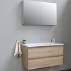 Solidline badkamermeubelset | 100cm | Keramiek | Wit | 2 | Eiken | Met spiegelkast | Geassembleerd