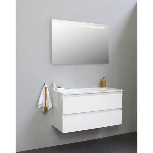 Solidline badkamermeubelset | 100cm | Keramiek | Wit | 2 | Hoogglans wit | Spiegel met LED verlichting | Bouwpakket Solidline Solidline badkamermeubelset | 100cm | Keramiek | Wit | 2 | Hoogglans wit | Spiegel met LED verlichting | Bouwpakket