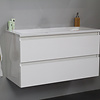 Solidline badkamermeubelset | 100cm | Keramiek | Wit | 2 | Hoogglans wit | Zonder spiegel | Geassembleerd