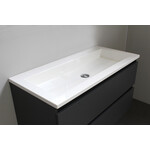 Solidline Solidline badkamermeubelset | 100cm | Keramiek | Wit | 2 | Mat antraciet | Standaard spiegel | Geassembleerd