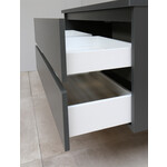 Solidline Solidline badkamermeubelset | 100cm | Keramiek | Wit | 2 | Mat antraciet | Standaard spiegel | Geassembleerd