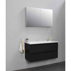 Solidline Solidline badkamermeubelset | 100cm | Keramiek | Wit | 2 | Mat zwart | Met spiegelkast | Bouwpakket Solidline badkamermeubelset | 100cm | Keramiek | Wit | 2 | Mat zwart | Met spiegelkast | Bouwpakket