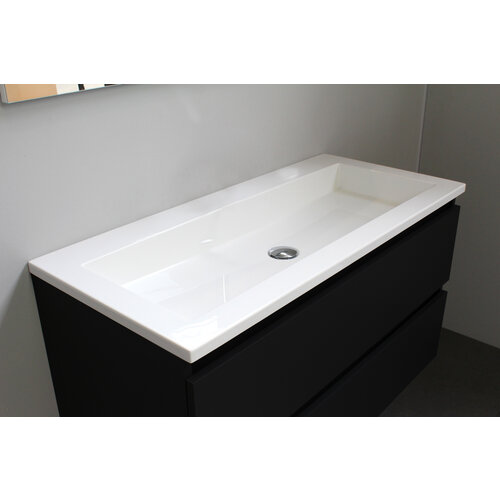 Solidline badkamermeubelset | 100cm | Keramiek | Wit | 2 | Mat zwart | Met spiegelkast | Bouwpakket Solidline Solidline badkamermeubelset | 100cm | Keramiek | Wit | 2 | Mat zwart | Met spiegelkast | Bouwpakket