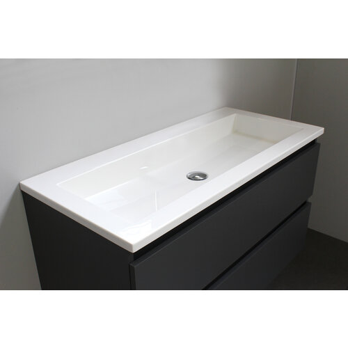 Solidline badkamermeubelset | 100cm | Keramiek | Wit | 0 | Mat antraciet | Standaard spiegel | Bouwpakket Solidline Solidline badkamermeubelset | 100cm | Keramiek | Wit | 0 | Mat antraciet | Standaard spiegel | Bouwpakket