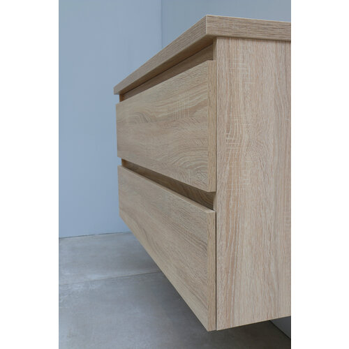 Solidline Solidline badkamermeubelset | 100cm | Keramiek | Wit | 2 | Eiken | Zonder spiegel | Geassembleerd