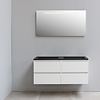 Solidline badkamermeubelset | 120cm | Acryl | Mat zwart | 1 | Hoogglans wit | Spiegel met LED verlichting | Geassembleerd