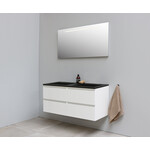 Solidline Solidline badkamermeubelset | 120cm | Acryl | Mat zwart | 1 | Hoogglans wit | Spiegel met LED verlichting | Geassembleerd