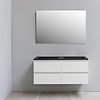 Solidline badkamermeubelset | 120cm | Acryl | Mat zwart | 1 | Hoogglans wit | Standaard spiegel | Bouwpakket