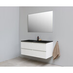 Solidline Solidline badkamermeubelset | 120cm | Acryl | Mat zwart | 1 | Hoogglans wit | Standaard spiegel | Bouwpakket