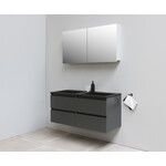 Solidline Solidline badkamermeubelset | 120cm | Acryl | Mat zwart | 1 | Mat antraciet | Met spiegelkast | Geassembleerd