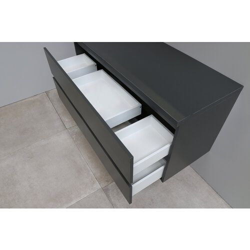 Solidline badkamermeubelset | 120cm | Acryl | Mat zwart | 1 | Mat antraciet | Spiegel met LED verlichting | Geassembleerd Solidline Solidline badkamermeubelset | 120cm | Acryl | Mat zwart | 1 | Mat antraciet | Spiegel met LED verlichting | Geassembleerd