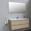 Solidline badkamermeubelset | 120cm | Acryl | Wit | 1 | Eiken | Spiegel met LED verlichting | Bouwpakket