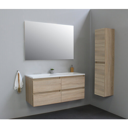 Solidline Solidline badkamermeubelset | 120cm | Acryl | Wit | 1 | Eiken | Standaard spiegel | Geassembleerd