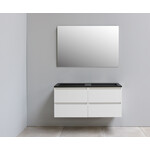 Solidline Solidline badkamermeubelset | 120cm | Acryl | Mat zwart | 1 | Hoogglans wit | Standaard spiegel | Bouwpakket