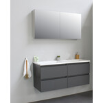Solidline badkamermeubelset | 120cm | Acryl | Wit | 1 | Mat antraciet | Met spiegelkast | Bouwpakket Solidline Solidline badkamermeubelset | 120cm | Acryl | Wit | 1 | Mat antraciet | Met spiegelkast | Bouwpakket