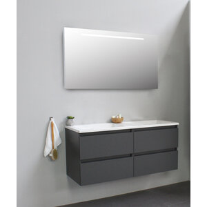 Solidline Solidline badkamermeubelset | 120cm | Acryl | Wit | 1 | Mat antraciet | Spiegel met LED verlichting | Bouwpakket Solidline badkamermeubelset | 120cm | Acryl | Wit | 1 | Mat antraciet | Spiegel met LED verlichting | Bouwpakket