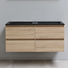 Solidline badkamermeubelset | 120cm | Keramiek | Mat zwart | 0 | Eiken | Zonder spiegel | Geassembleerd