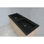 Solidline Solidline badkamermeubelset | 120cm | Keramiek | Mat zwart | 0 | Eiken | Zonder spiegel | Geassembleerd