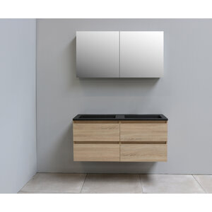 Solidline Solidline badkamermeubelset | 120cm | Keramiek | Mat zwart | 1 | Eiken | Met spiegelkast | Geassembleerd Solidline badkamermeubelset | 120cm | Keramiek | Mat zwart | 1 | Eiken | Met spiegelkast | Geassembleerd