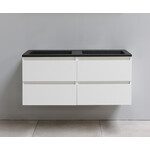 Solidline Solidline badkamermeubelset | 120cm | Keramiek | Mat zwart | 1 | Hoogglans wit | Zonder spiegel | Bouwpakket