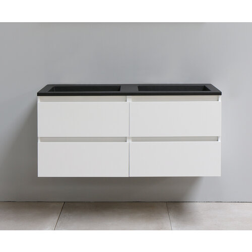 Solidline Solidline badkamermeubelset | 120cm | Keramiek | Mat zwart | 1 | Hoogglans wit | Zonder spiegel | Bouwpakket