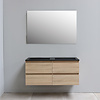 Solidline badkamermeubelset | 120cm | Keramiek | Mat zwart | 2 | Eiken | Standaard spiegel | Bouwpakket