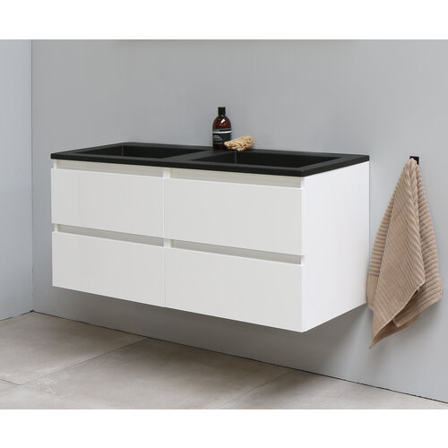 Solidline badkamermeubelset | 120cm | Keramiek | Mat zwart | 1 | Hoogglans wit | Zonder spiegel | Geassembleerd Solidline Solidline badkamermeubelset | 120cm | Keramiek | Mat zwart | 1 | Hoogglans wit | Zonder spiegel | Geassembleerd