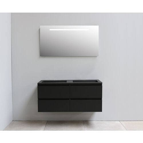 Solidline badkamermeubelset | 120cm | Keramiek | Mat zwart | 1 | Mat zwart | Spiegel met LED verlichting | Geassembleerd Solidline Solidline badkamermeubelset | 120cm | Keramiek | Mat zwart | 1 | Mat zwart | Spiegel met LED verlichting | Geassembleerd