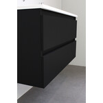 Solidline Solidline badkamermeubelset | 120cm | Keramiek | Mat zwart | 2 | Mat zwart | Standaard spiegel | Geassembleerd