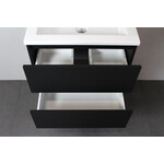 Solidline Solidline badkamermeubelset | 120cm | Keramiek | Mat zwart | 2 | Mat zwart | Standaard spiegel | Geassembleerd